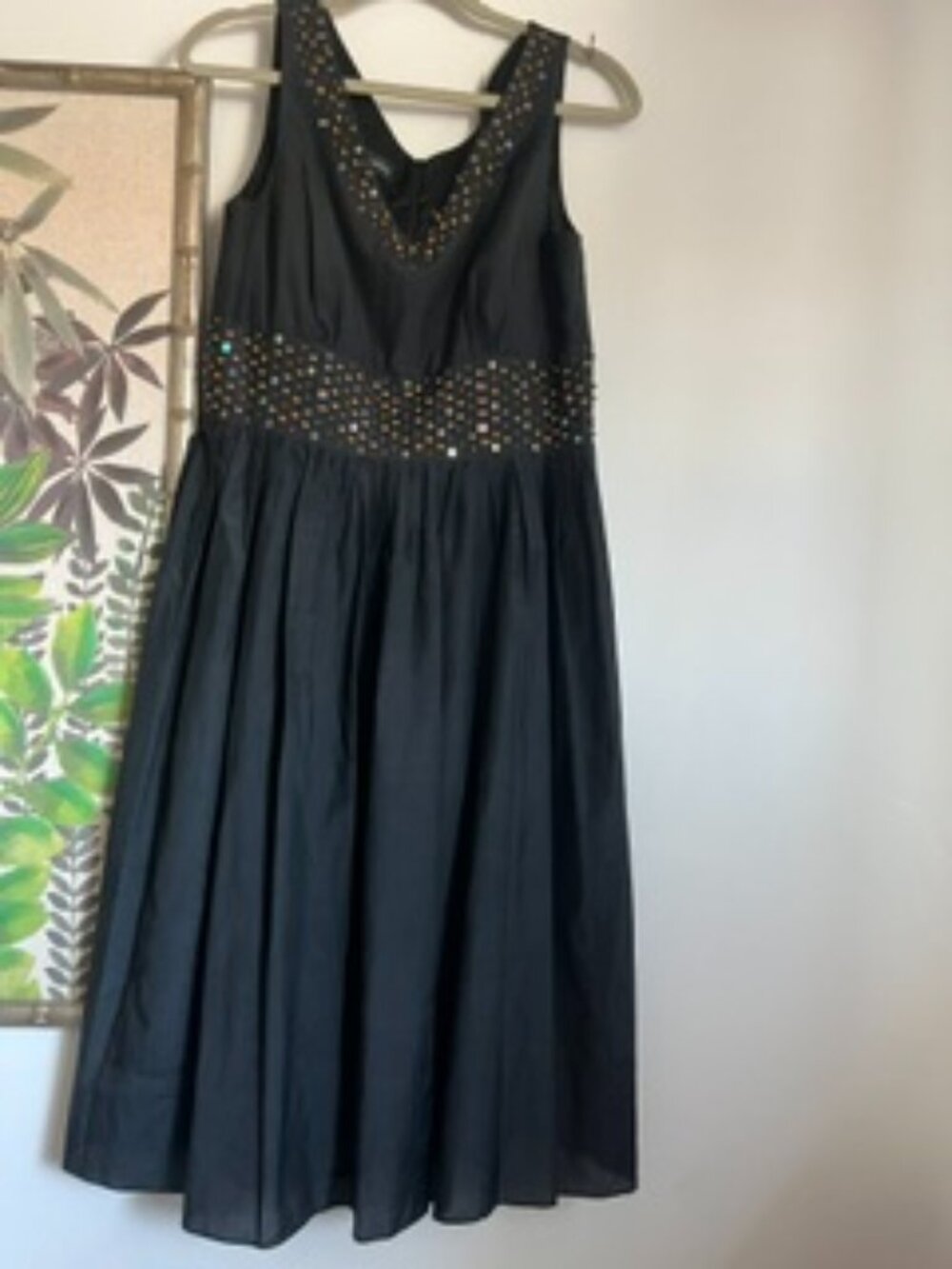 🧡3/$15 NWT Spencer Jeremy Black Silk Blend Beaded Waist Detail Dress 8